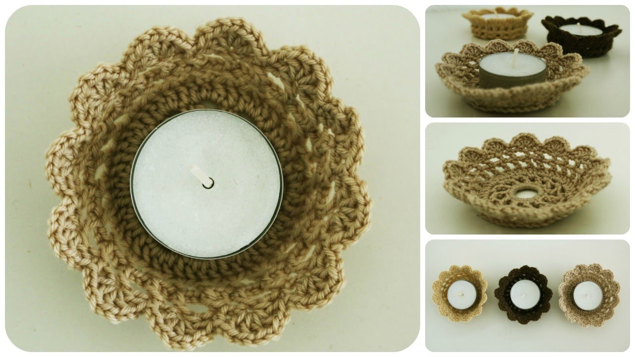 Gehäkelter Teelichthalter * DIY *  Crochet Candle Holder [eng sub]