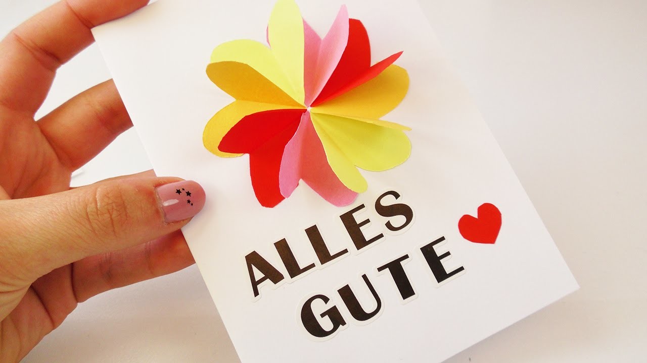 DIY 3D Geburtstags Karte mit Blume & Herzen | Super schöne Karte selber machen | Überraschung