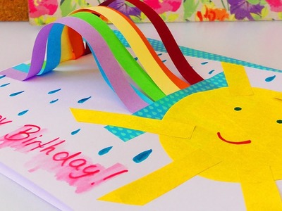 Süße Geburtstagkarte mit Regenbogen selber machen | Rainbow Birthday Card DIY Idee