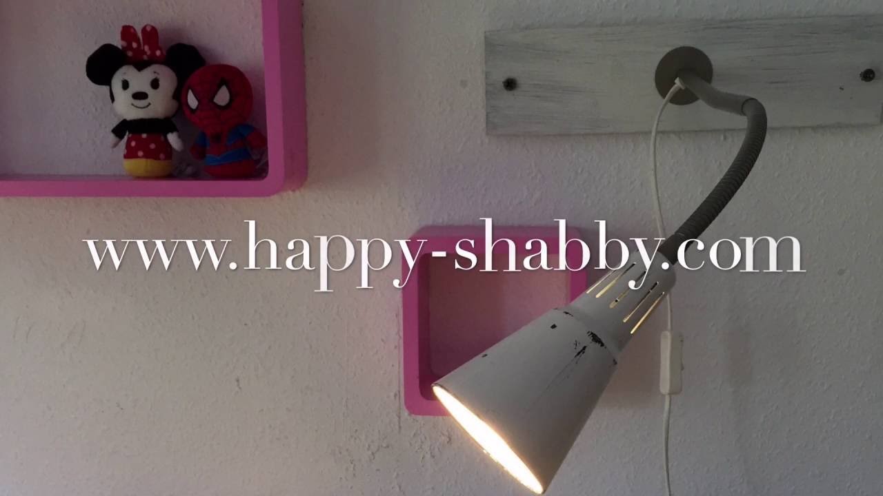 Genial! Genialer Ikea Kvart Hack - Tischlampe zur Wandlampe. Leselampe - DIY - Shabby Chic Look
