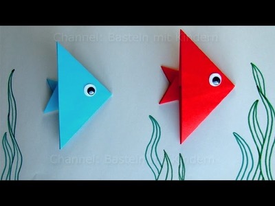 Fische basteln mit Kindern - Ideen zum Geschenk basteln mit Papier - Leichten Origami Fisch falten