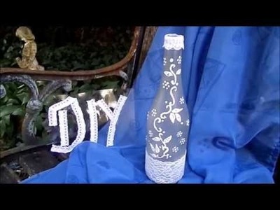 Keka : DIY BASTELIDEE Deko Flasche mit Spitze + Ranke selber machen- UPSYCLING