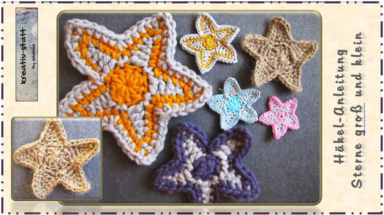Häkeln - Anleitung Sterne groß und klein. Crochet - Pattern Stars big and small