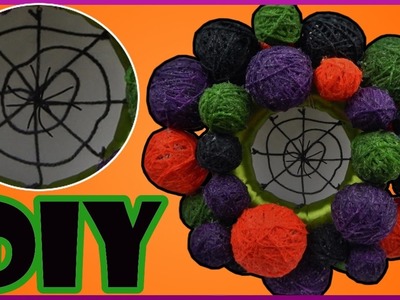 DIY Halloween Party | Türkranz mit Kugeln und Spinnennetz | Door wreath with spiders web