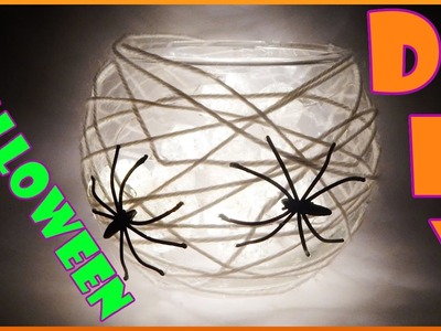 DIY Halloween | Spinnennetz Teelichthalter als Dekoration | Spiders web tea light for decoration