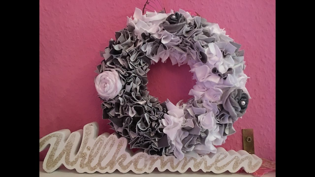 Shabby Chic Kranz mit Stoffblüten DIY