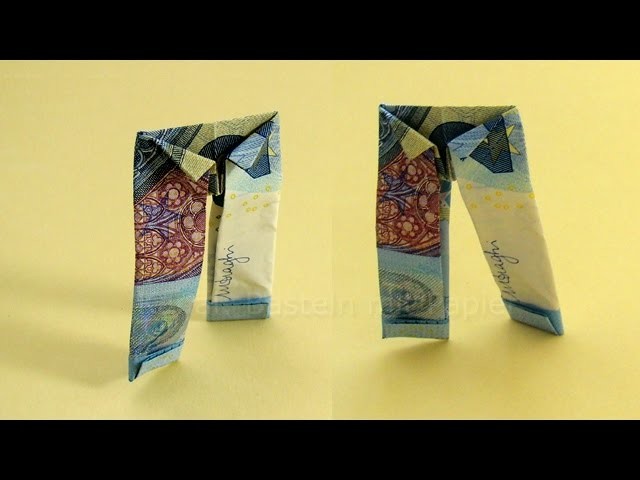 Geldschein falten Hose - Lustige Geldgeschenke basteln: Hochzeit. Origami Kleidung aus Geld