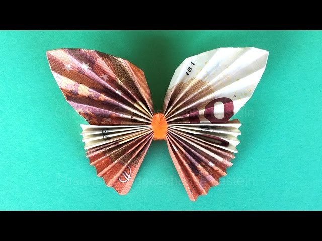 Geldschein falten Schmetterling - Einfache Geldgeschenke basteln - Origami Tiere mit Geld falten