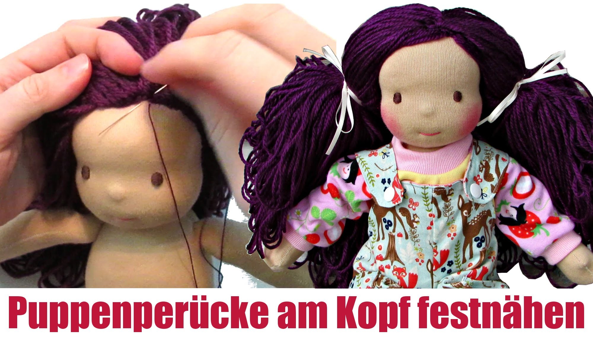DIY | Puppenhaare am Puppenkopf festnähen (Mädchen) | Sami Doll Tutorials