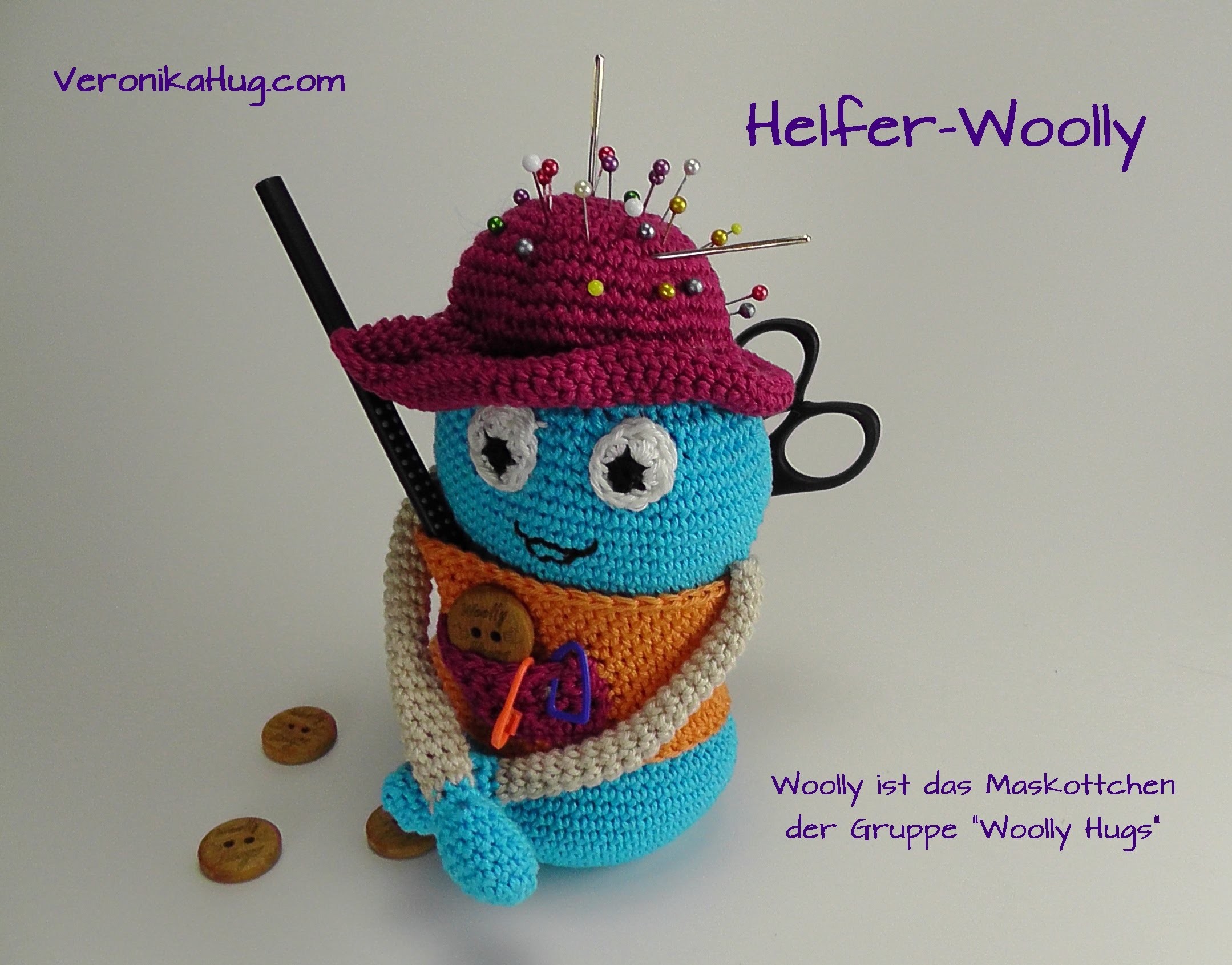 Helfer-Woolly - Maskottchen der Gruppe Woolly Hugs auf facebook