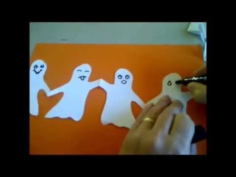 Basteln mit Kindern für Halloween. Gespenster-Girlande oder Geister-Girlande aus Papier