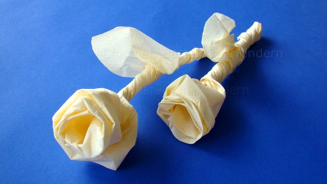 Servietten falten Rose - Origami Rose basteln mit Servietten - DIY Geschenkideen