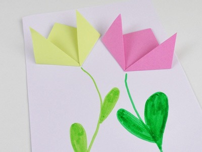 Frühlings Bild mit Papier Blumen | Deko basteln und falten | Deutsch