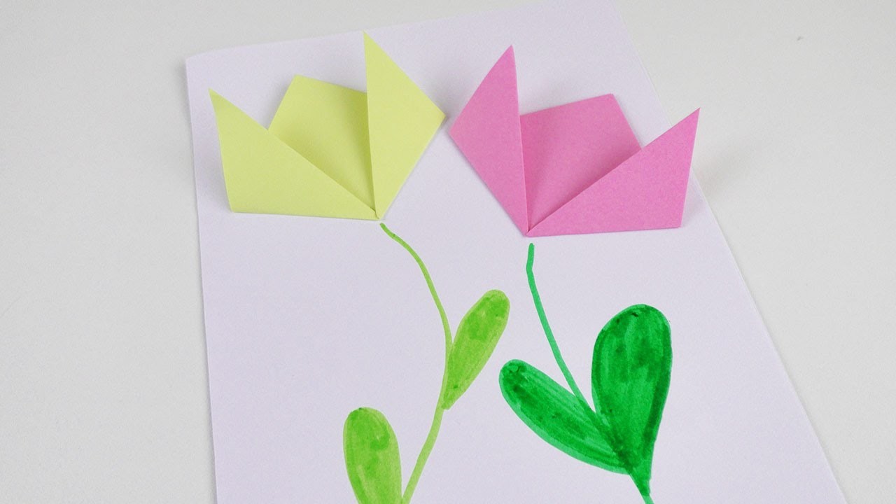 Frühlings Bild mit Papier Blumen | Deko basteln und falten | Deutsch