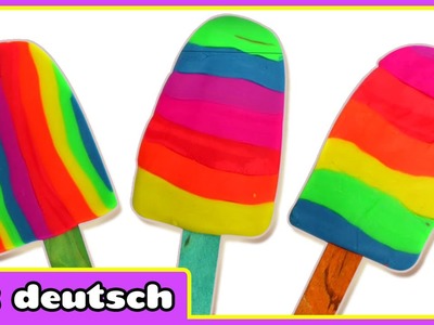 Knete Regenbogen Eis am Stiel | Play Doh Rainbow Ice Cream Popsicle | Knete Play Doh Deutsch