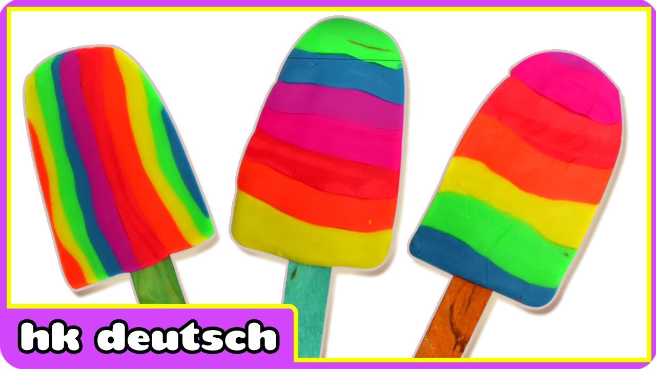 Knete Regenbogen Eis am Stiel | Play Doh Rainbow Ice Cream Popsicle | Knete Play Doh Deutsch
