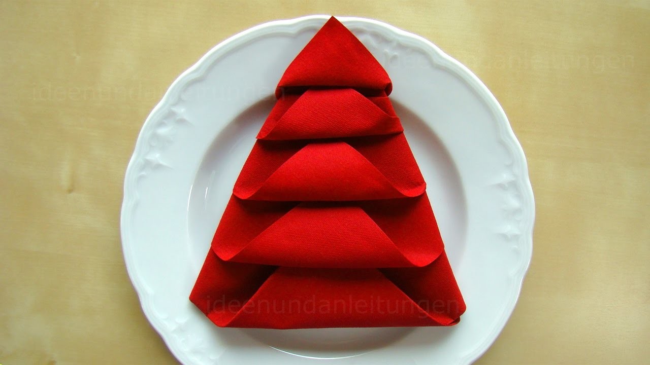 Servietten falten: Weihnachten - Tanne - Tischdeko Weihnachten - Origami mit Servietten - DIY