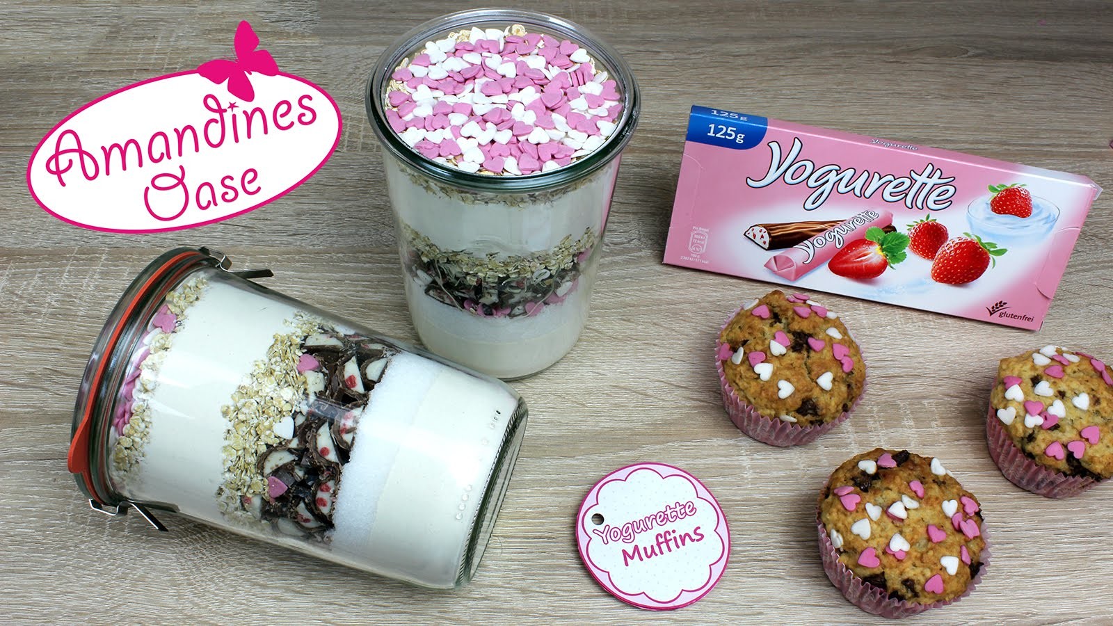 Yogurette-Muffins Backmischung im Glas (mit Etikett) | Muttertag-Muffins  | DIY Geschenk