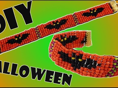 DIY Halloween | Freundschaftsarmband aus Perlen mit Fledermäusen | Bracelet with bats | Seed beads