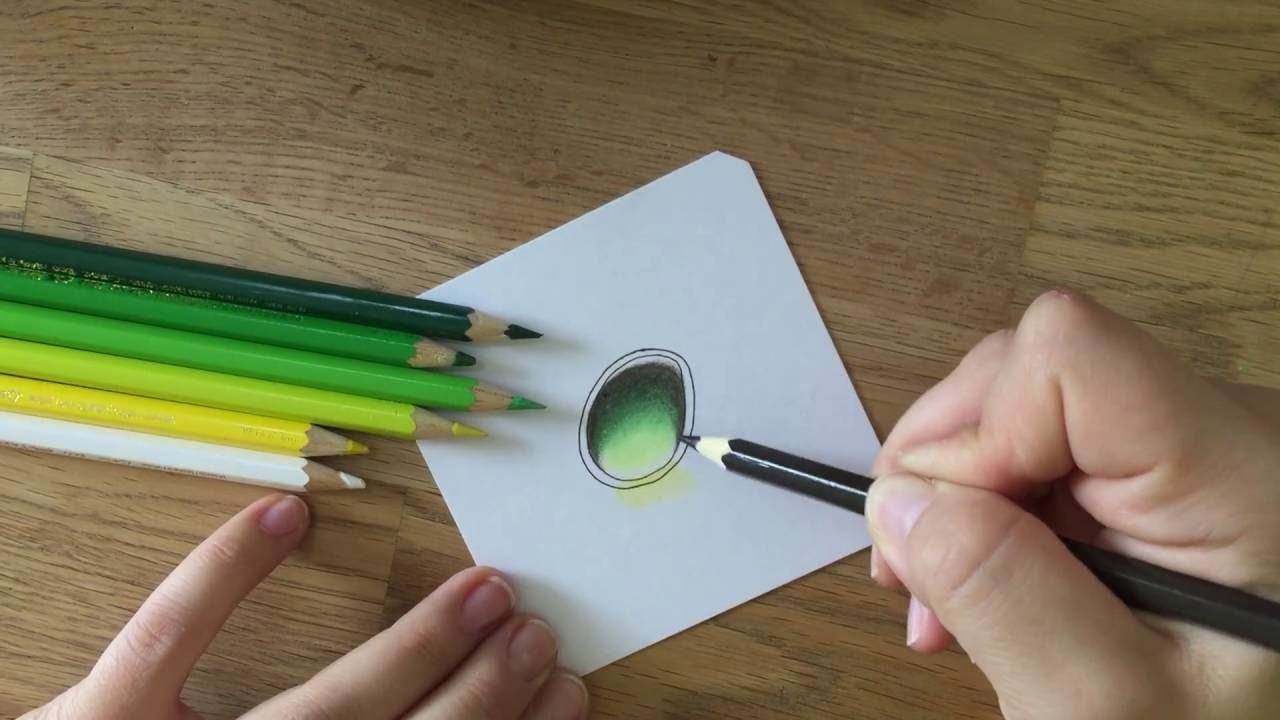 Edelstein zeichnen mit Buntstift (grün)