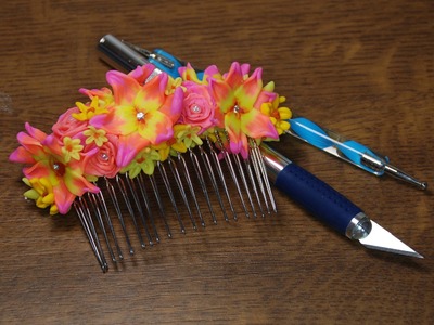 Fimo Haarkamm - Blumen