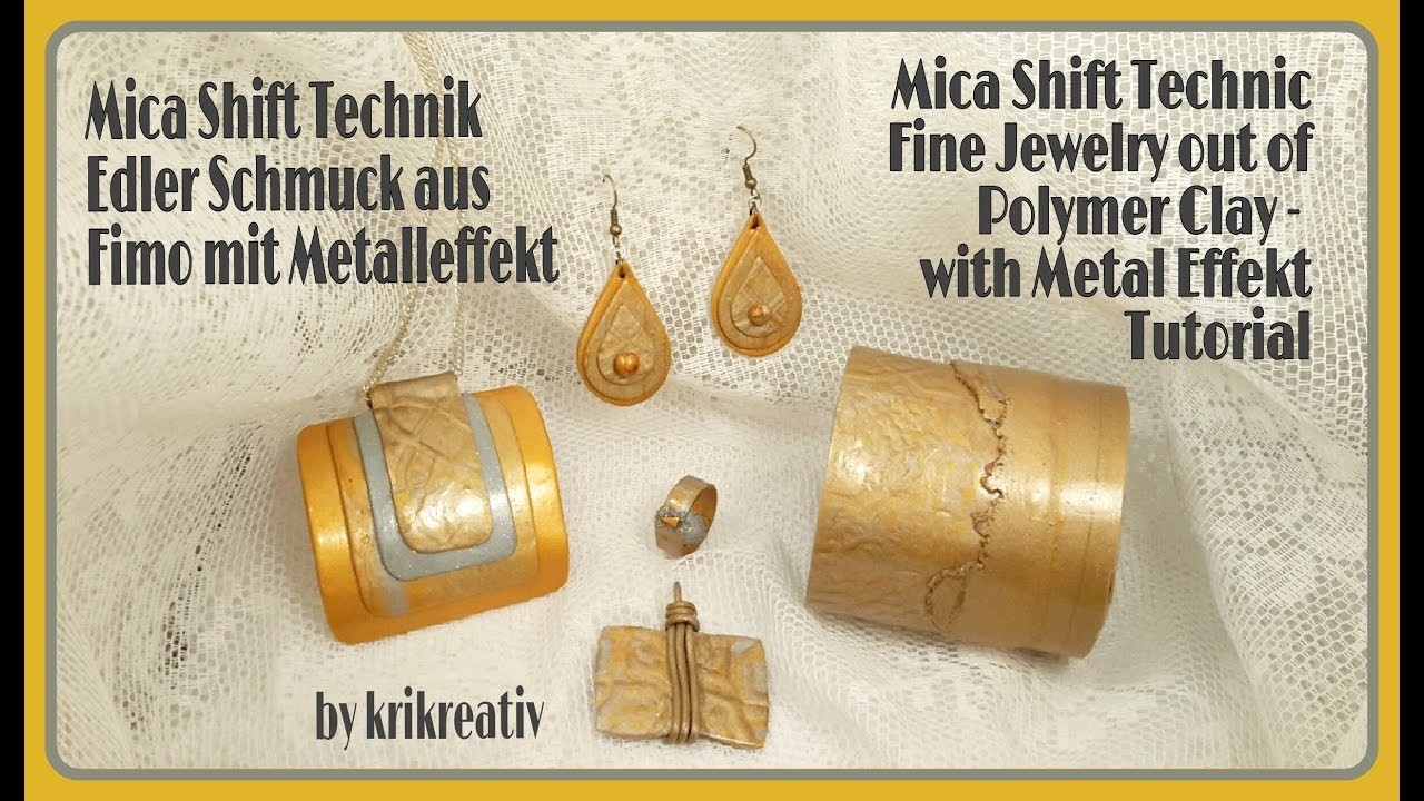 Mica Shift Technique, Tutorial, Fine Jewelry out of Polymer Clay with Metall Effect,
