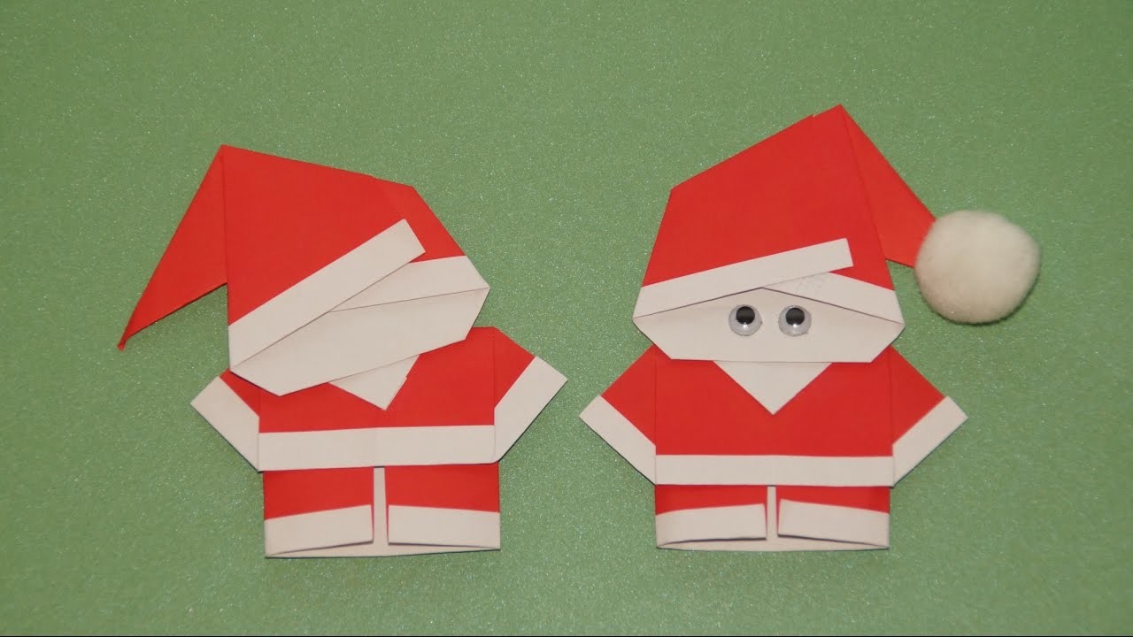 Basteln zu Weihnachten: Weihnachtsmann falten (Origami)