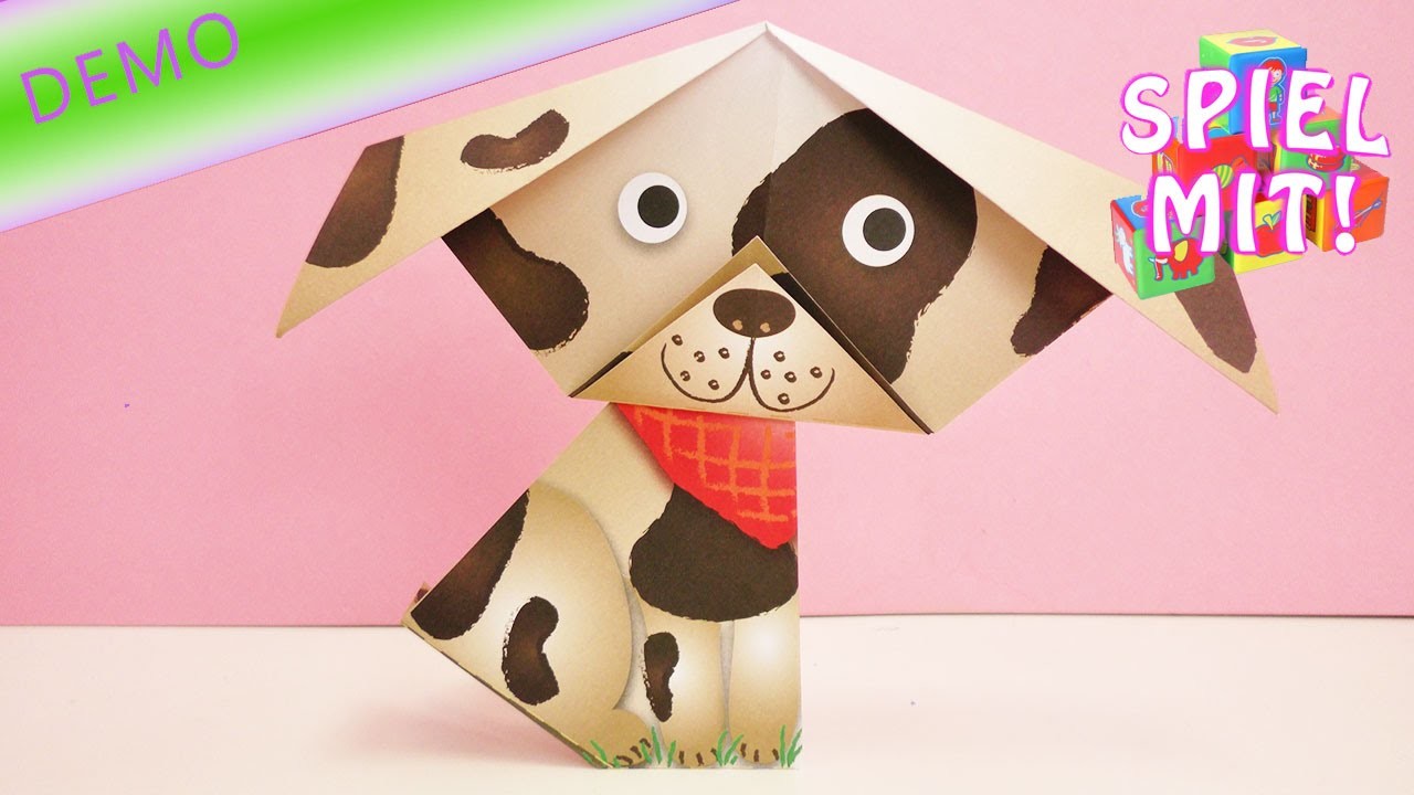 Niedlichen Hund mit Schlappohren falten | einfaches Origami für Kinder | Demo
