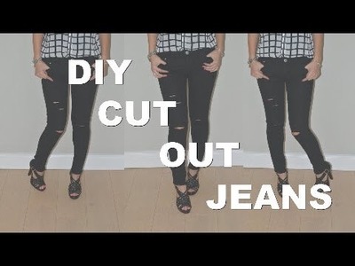 DIY Ripped Knee Jeans Distressed Cut-Out | FAST & EASY