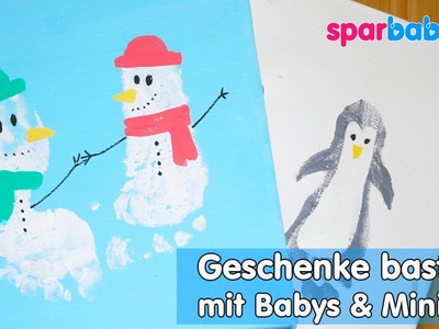 DIY Weihnachtsgeschenke basteln mit Kindern - Fußabdruckbilder