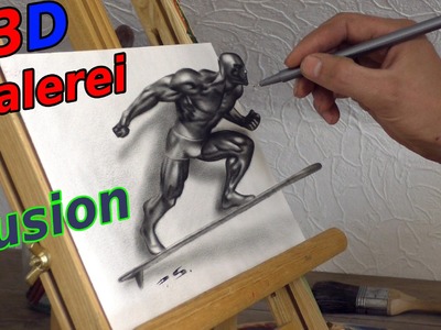 Silver Surfer Zeichnung in 3D | Marvel Superhero | Illusions Malerei