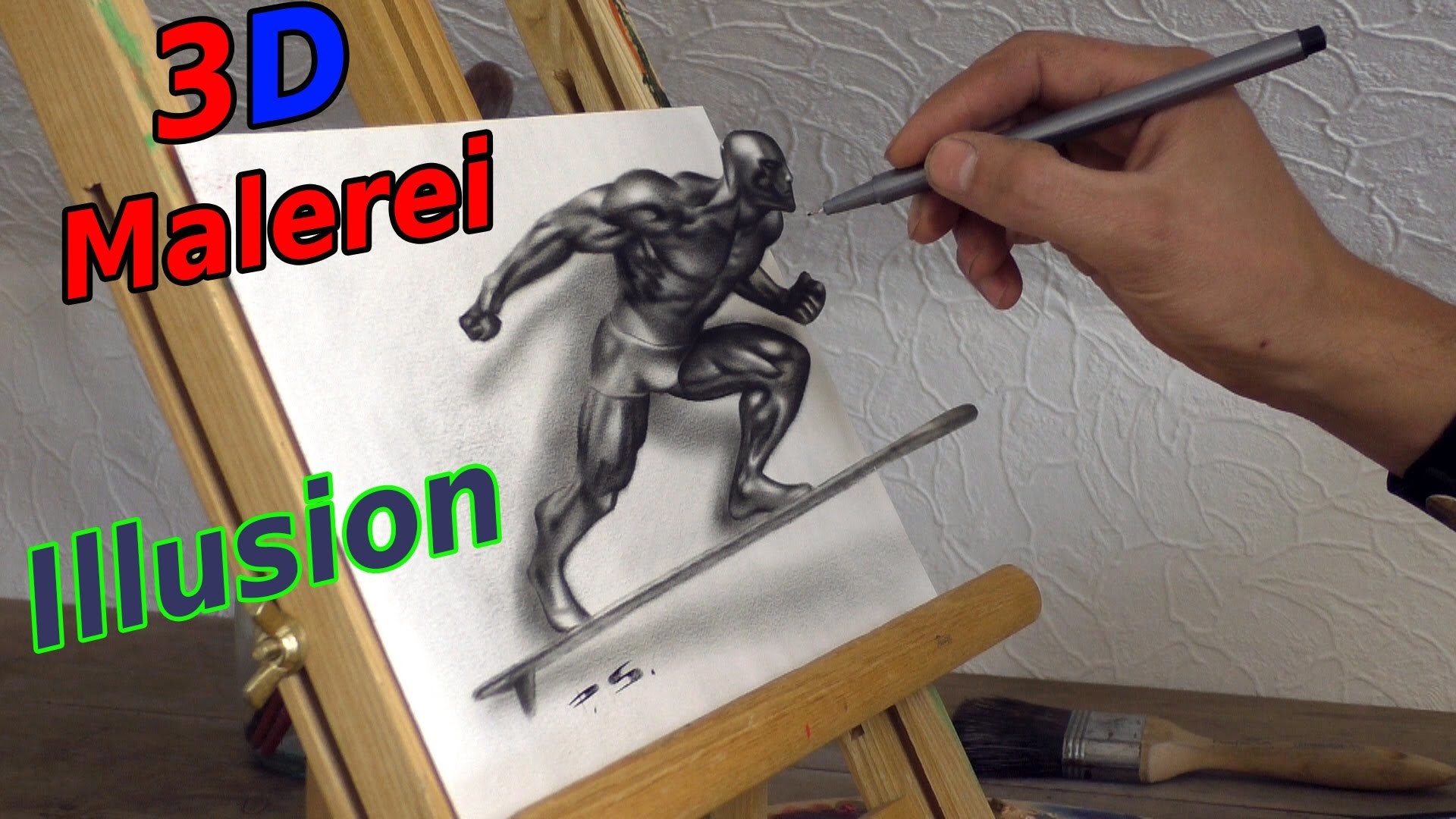 Silver Surfer Zeichnung in 3D | Marvel Superhero | Illusions Malerei