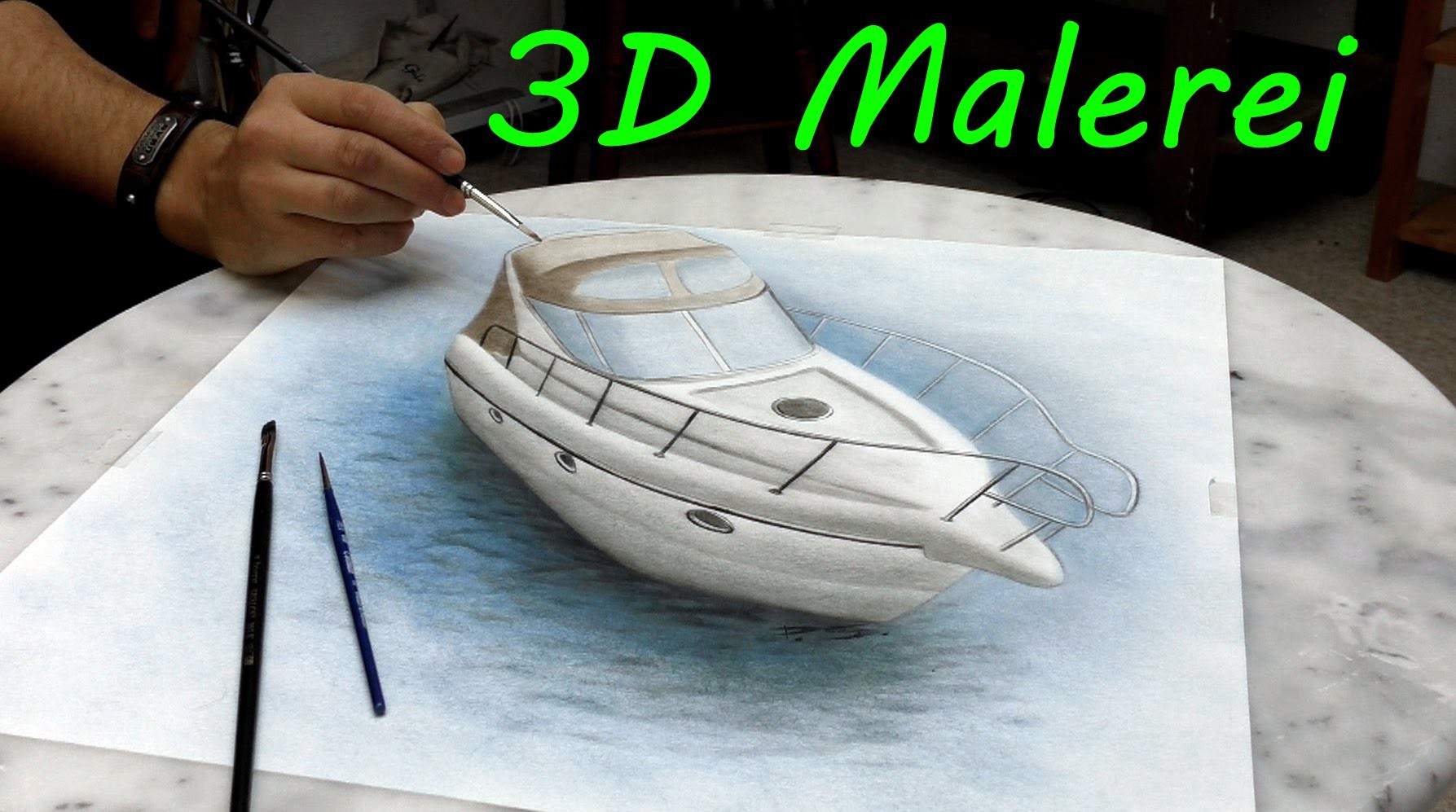 Yacht gemalt in 3D.realistische Malerei