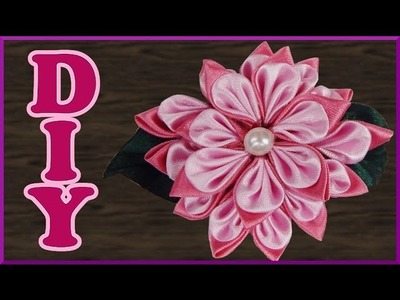 DIY Kanzashi | Blume aus Satinband basteln | Stoffblume | Satin ribbon flower barrette