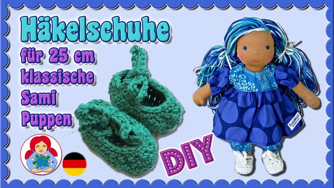 DIY | Häkelschuhe für 25 cm Puppen (Klassischer Sami Schnitt) • Sami Doll Tutorials