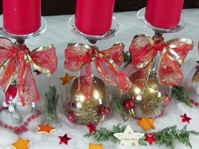Dekoration für Weihnachten . Adventskranz basteln mit Weingläsern . Einfach .