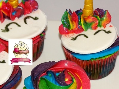 Einhorn cupcakes. Regenbogen Cupcakes. Rainbow