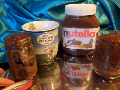 DIY: Blitz-Rezept NUTELLA Tassenkuchen + NUTELLA-Kuchen im Marmeladenglas, mit FLÜSSIGEM KERN