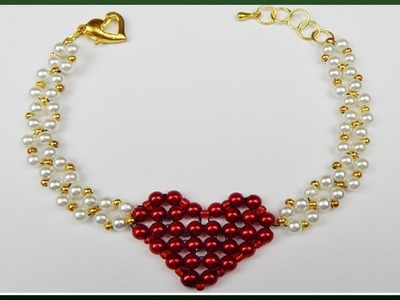DIY | Valentinstag Herz Armband aus Perlen basteln | Valentines day beaded heart bracelet
