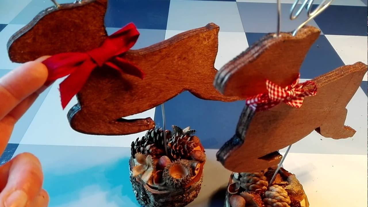 Hirsch basteln aus Holz und Draht, DIY Weihnachtsdeko