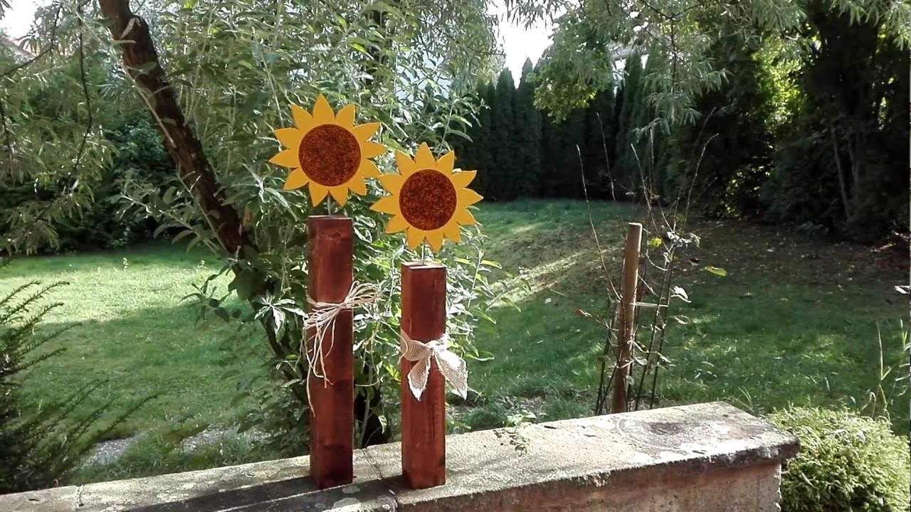 Sonnenblumen aus Holz basteln