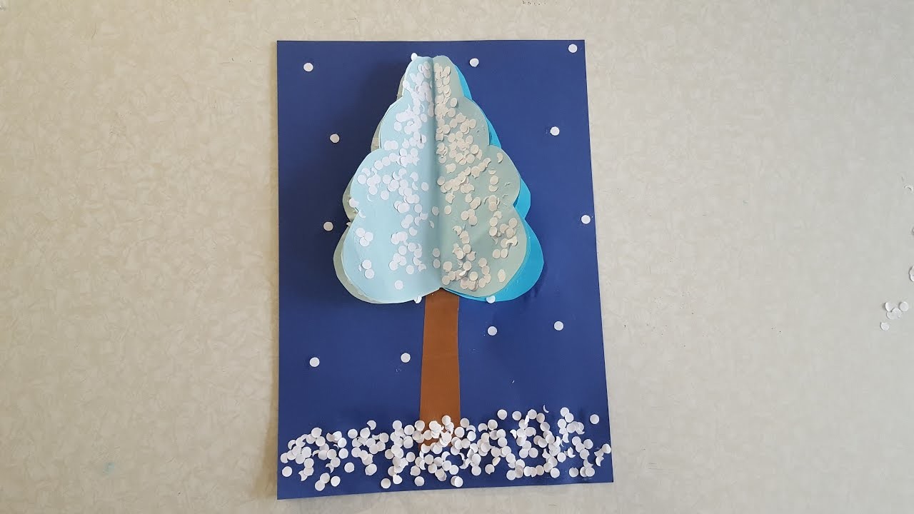 Der Baum Winter Basteln mit Buntpapier