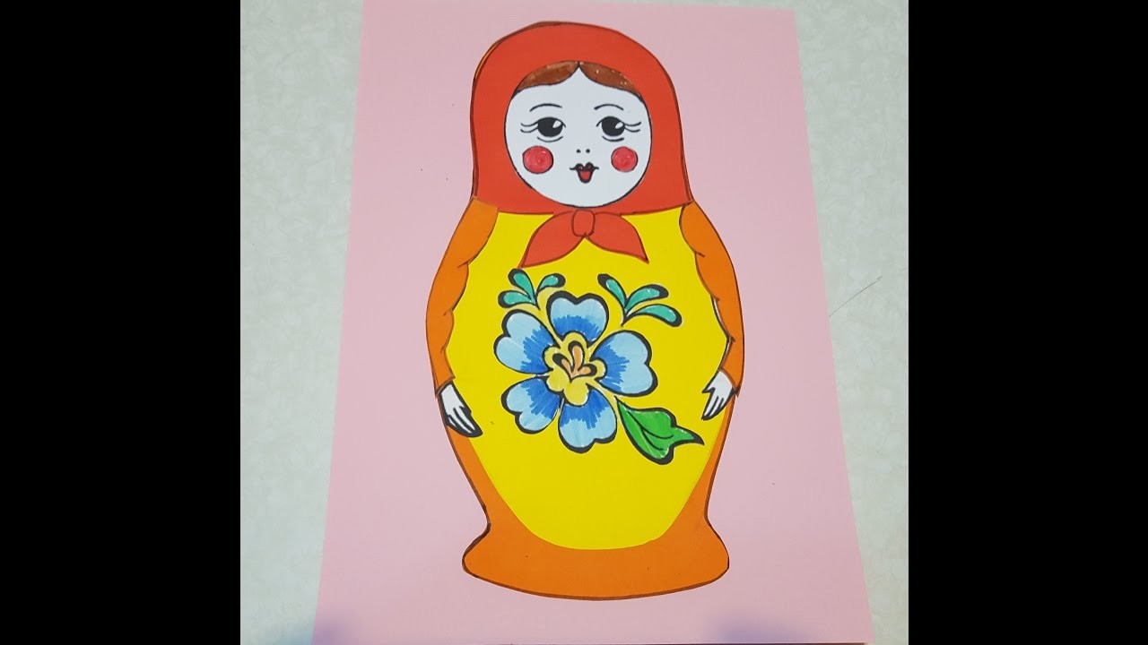 Matroschka Basteln mit Papeir mit Schablone zum Download