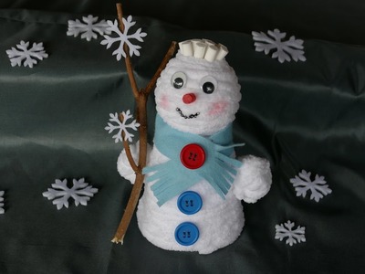 Schneemann basteln aus Wolle. Snowman do handicraft of wool - einfach