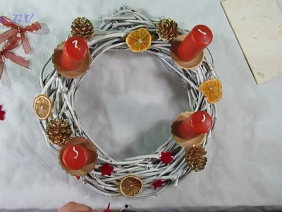 Tischdeko . Weihnachtskranz selber basteln  ( einfach )