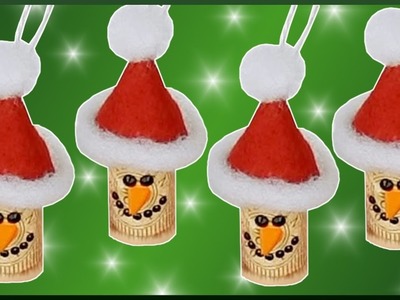 DIY | Christbaumschmuck Deko Weihnachten Schneemann basteln | Christmas tree ornament cork snowman