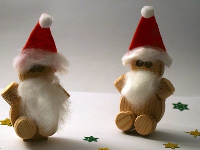 Weihnachtsmann aus Holzdübeln basteln
