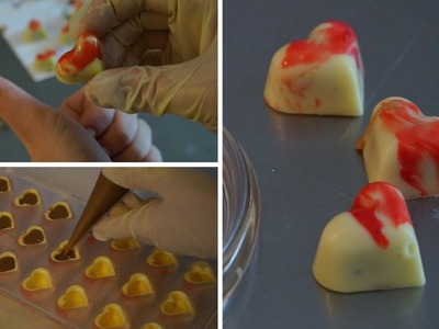 Einfach Herz Pralinen mit Vanillefüllung - Pralinen zum Valentinstag - DIY Praline - Kuchenfee