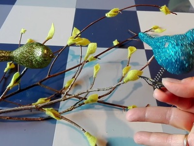Sprießender Frühlingszweig, Zweig mit Knospen basteln, Frühlingsdeko DIY