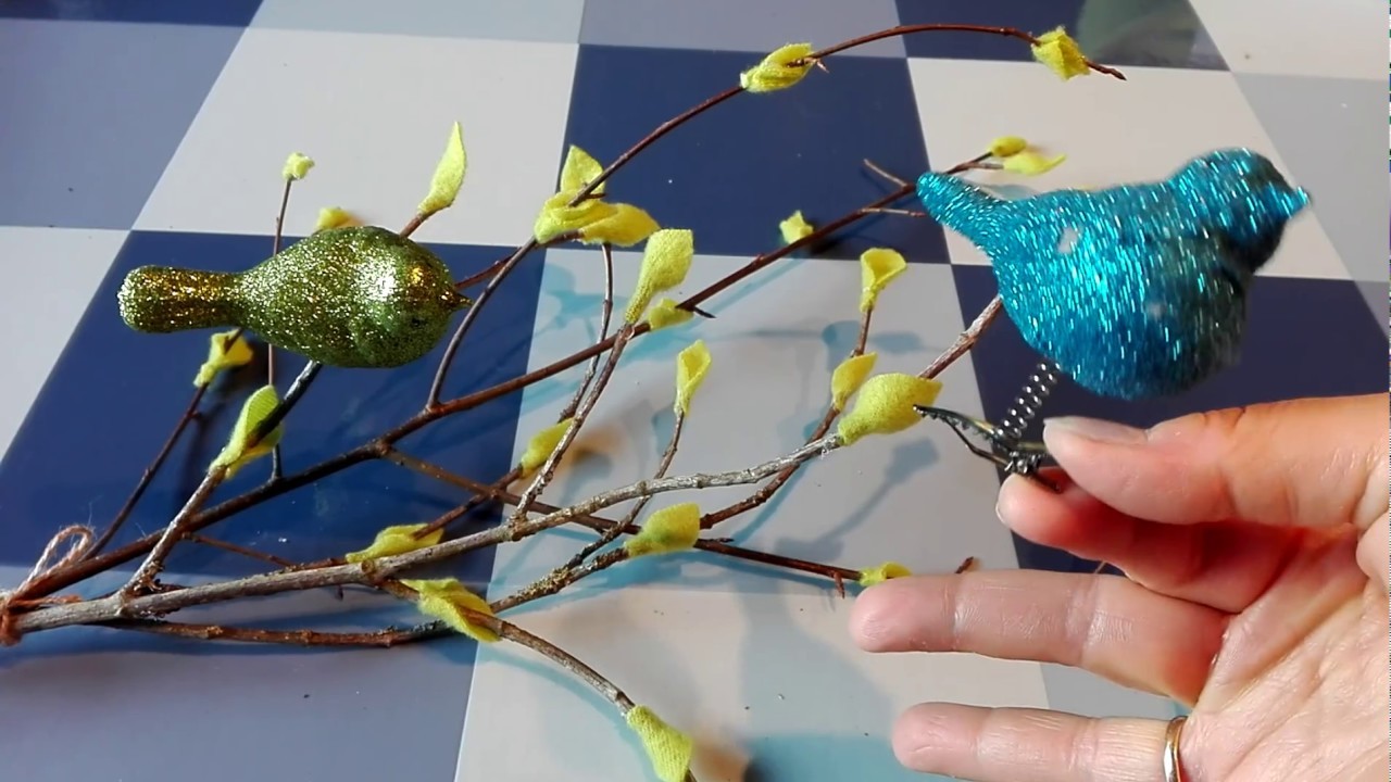 Sprießender Frühlingszweig, Zweig mit Knospen basteln, Frühlingsdeko DIY